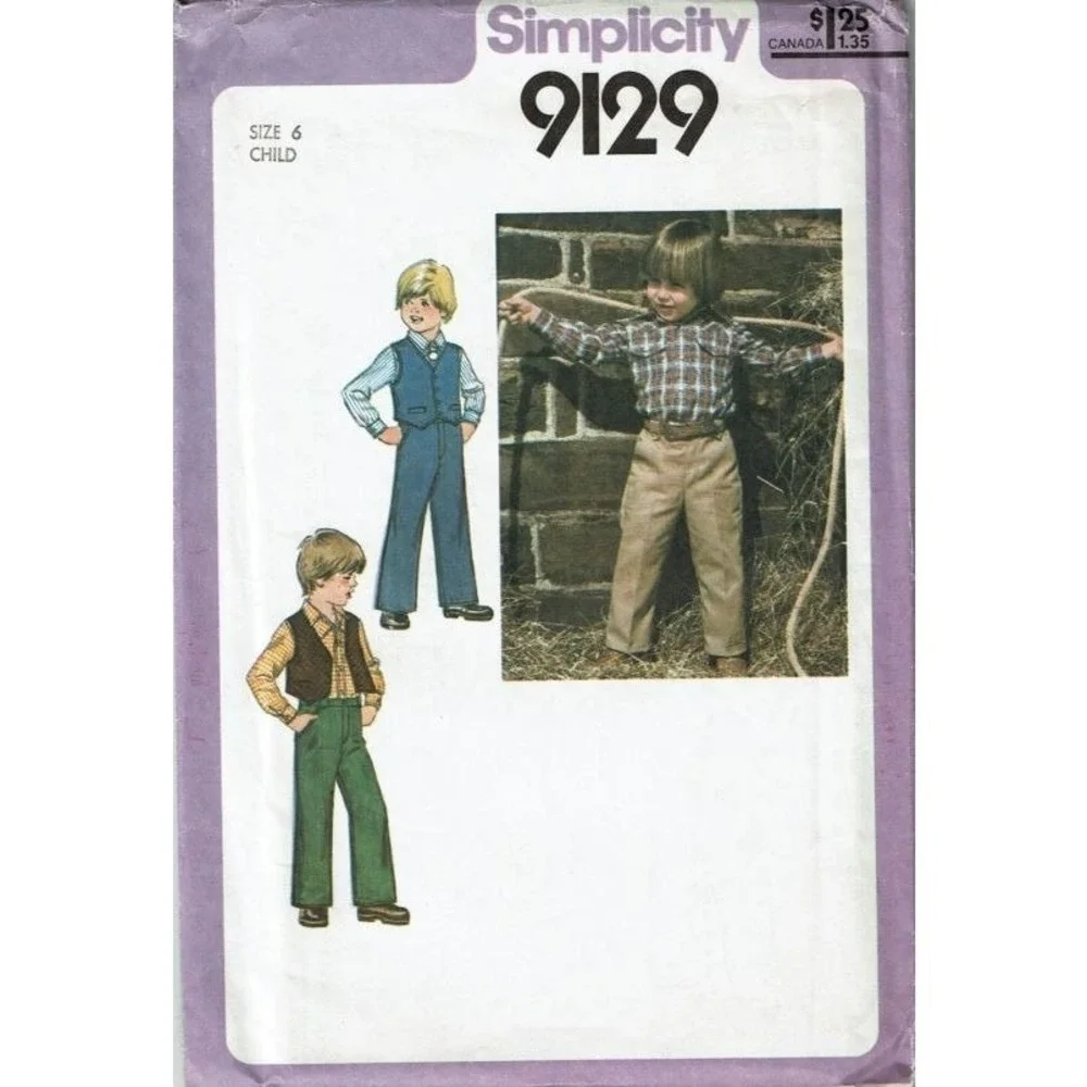 Simplicity Sewing‎ Pattern 9129 Shirt Pants Vest Boys Size 6 Vintage